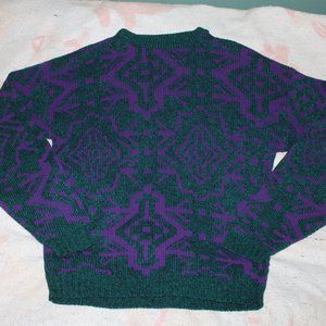 Vintage Men's Green and Purple Long Sleeve Pullover Sweater No Tag